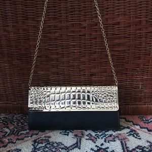 COPY - ALDO gold & leather crocodile clutch purse